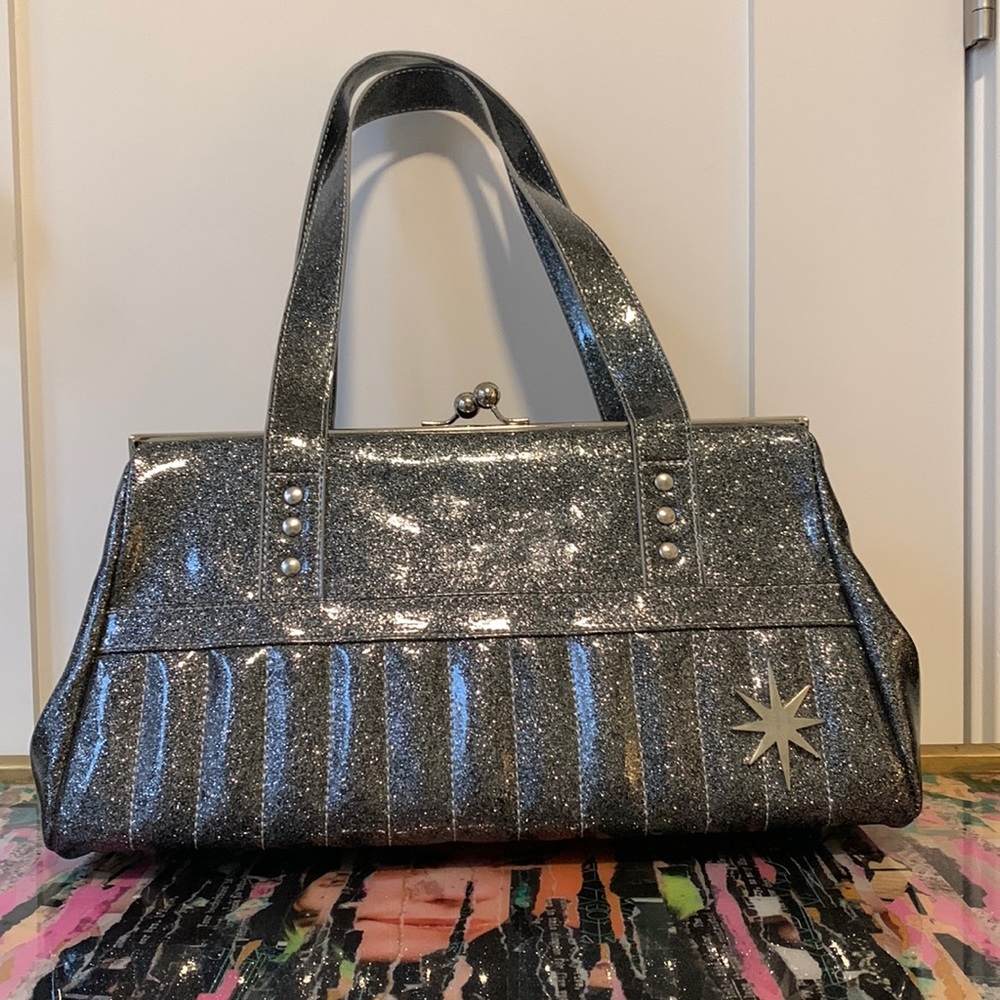 Lux De Ville Blue and Black Starburst Sparkle Purse